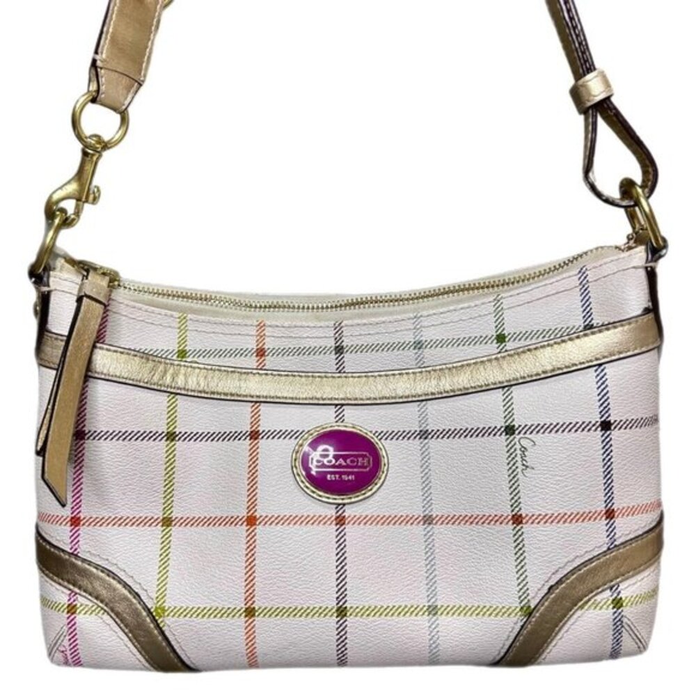 Coach Peyton Tattersall Plaid Crossbody Shoulder Bag No. F19173